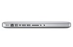 Side view of the MacBook Pro with closed lid, displaying available connection ports