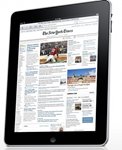Front view of the iPad 2 displaying The New York Times