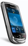 Side angle view of the BlackBerry Torch 9800 with slider keyboard closed